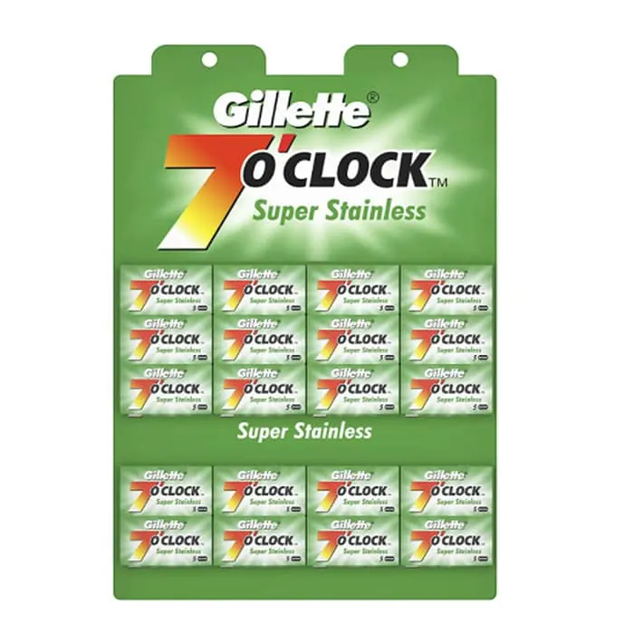 100 lamette da barba Gillette 7 O clock Green