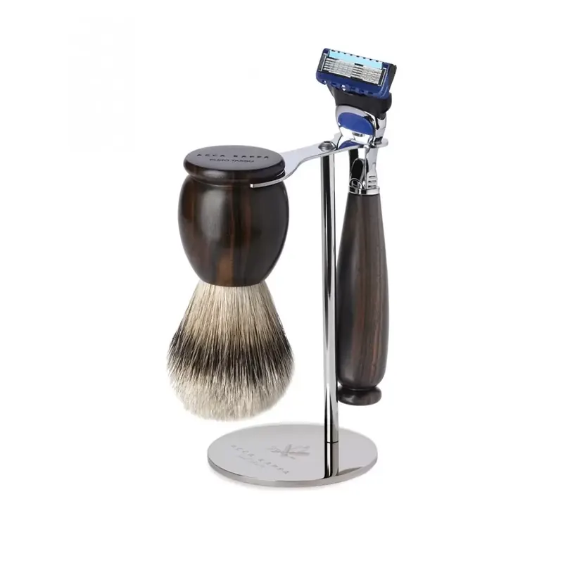 Acca Kappa Shaving Set Shaving Brush & Gillette Fusion Razor Ebony Wood