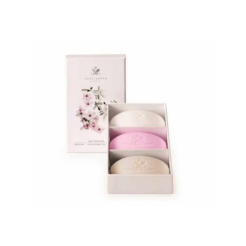 Acca Kappa Soap Set with Sakura Tokyo, White Moss and Jasmine & Water Lily 3x150