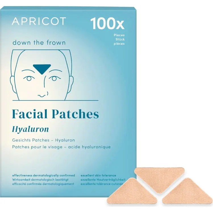 APRICOT Beauty Patch Viso Anti‑Rughe Acido Ialuronico - "down the frown", 100 pezzi