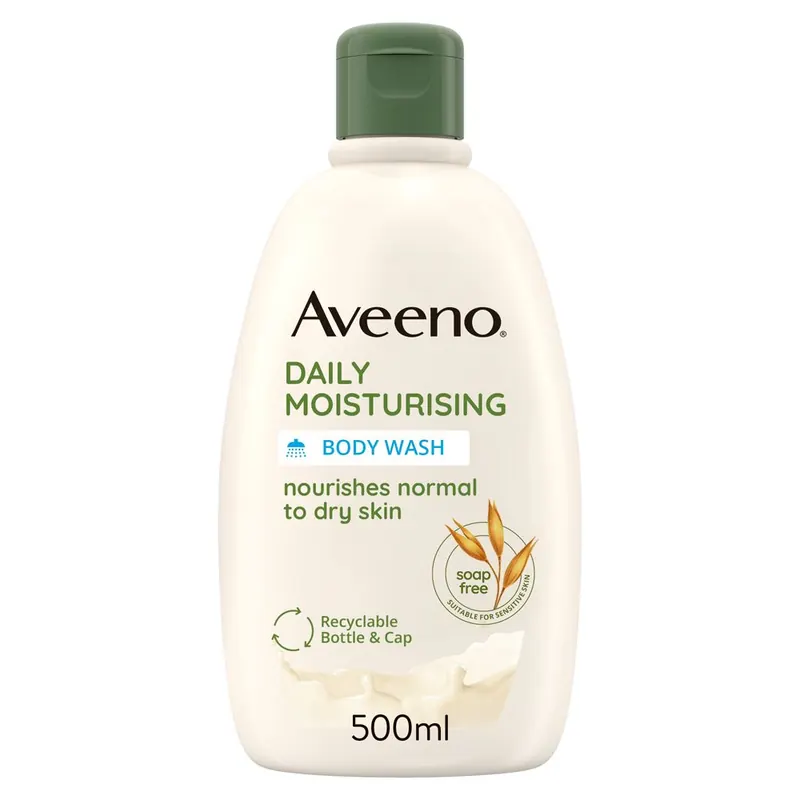 Aveeno Daily Moisturising Detergente Corpo 500 ml, Bagnoschiuma per pelli da normali a secche