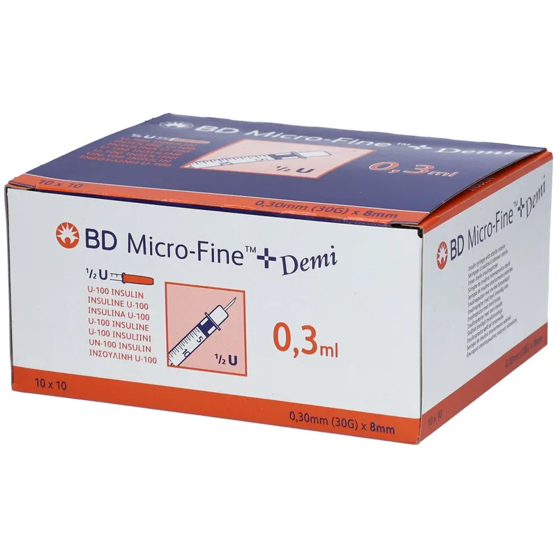 BD Micro-Fine™+ Demi Insulina Siringhe 0,3 ml 0,30 mm (30 g) x 8 mm