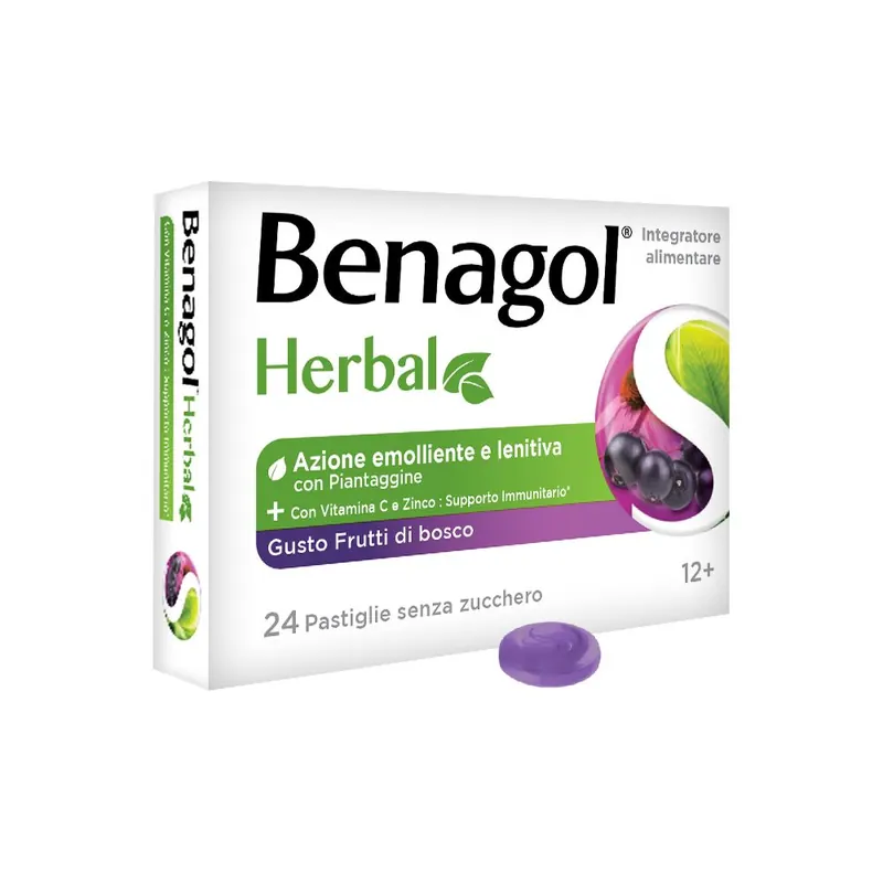 Benagol® Herbal Supporto Immunitario con Vitamina C e Zinco Gusto Frutti di Bosco
