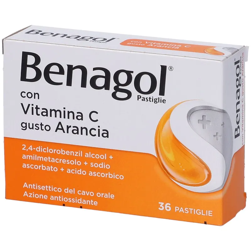 Benagol Pastiglie Vitamina C Gusto Arancia Antisettico Cavo Orale 36 Pastiglie