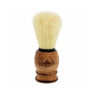 Brocha de afeitar OMEGA cerda Jabalí blanqueada mango en madera haya efecto quemada 11950/BR