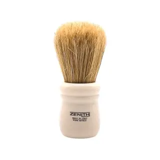 Brocha de afeitar ZENITH de cerda natural no blanqueada mango resina color blanco 505AK XSE