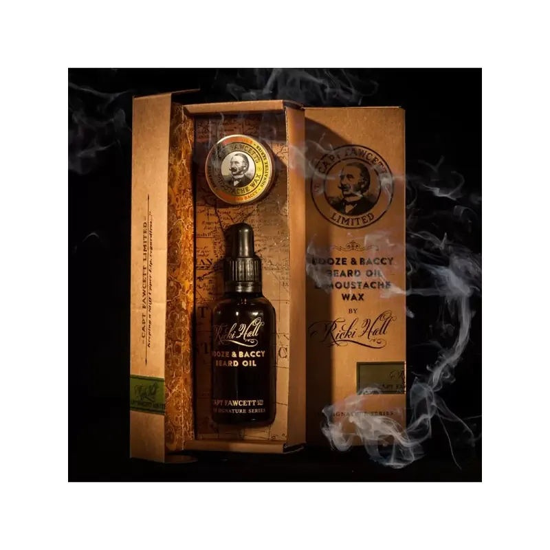Captain Fawcett Beard Oil & Moustache Wax Ricki Hall Booze & Baccy Gift Set