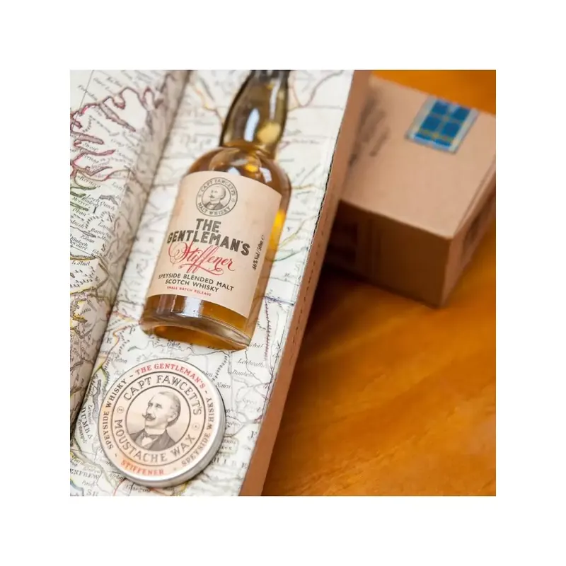 Captain Fawcett Whisky Moustache Wax & Whisky Gift Set