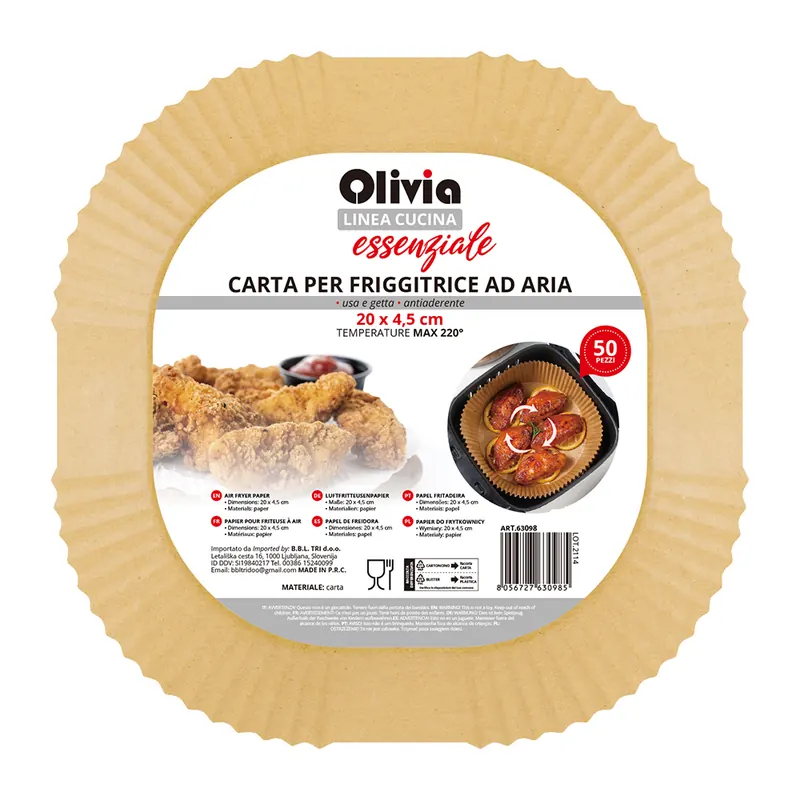 Carta friggitrice ad aria 20×4,5cm 50 pezzi Monouso