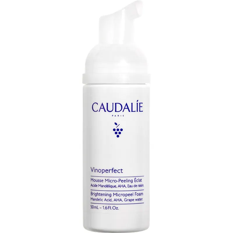 Caudalie Vinoperfect - Mousse Micro-Peeling Illuminante con Acido Mandelico (AHA), 100 ml