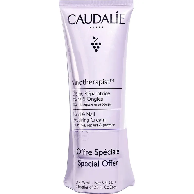 Caudalie Vinotherapist™ - Crema Riparatrice Mani & Unghie con Burro di Karité Bio, Duo, 75 ml