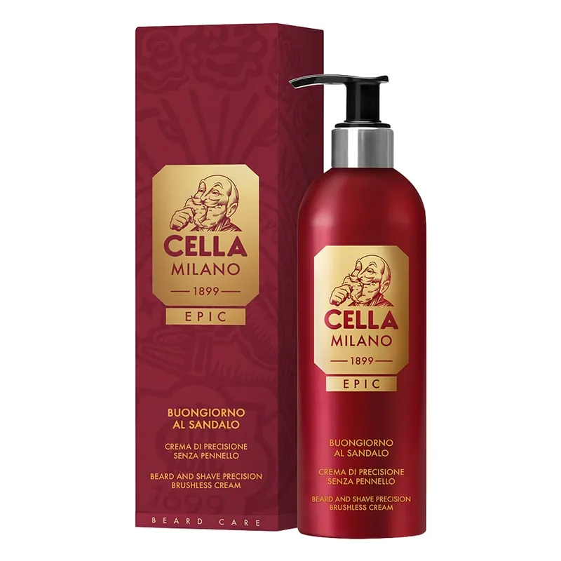 Cella Milano Epic Buongiorno al Sandalo – Crema da rasatura trasparente 175 ml
