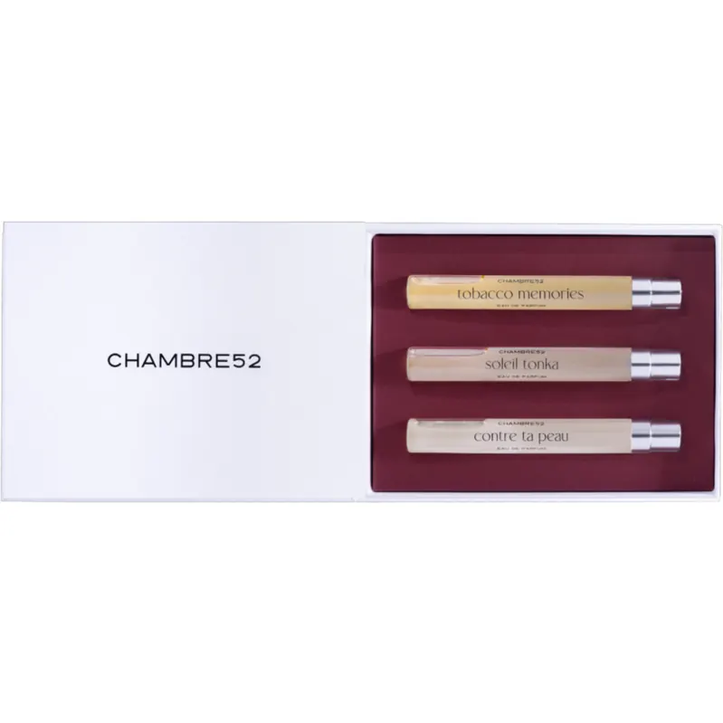 Chambre52 Travel Set, Cuir à corps / Bois flotté / Orencie - 3x10 ml
