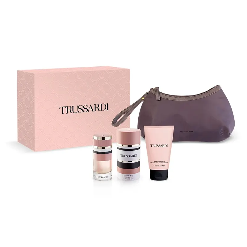 COFANETTO New Feminine Deluxe – Eau de Parfum + Body Emulsion + Beauty Bag TRUSSARDI | Pinalli