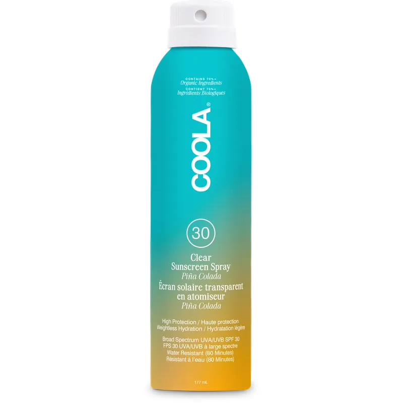 COOLA Clear Sunscreen Spray SPF 30, Piña Colada (177 ml)