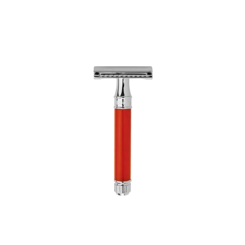 Double Edge Safety Razor DE81 - Red, Chrome