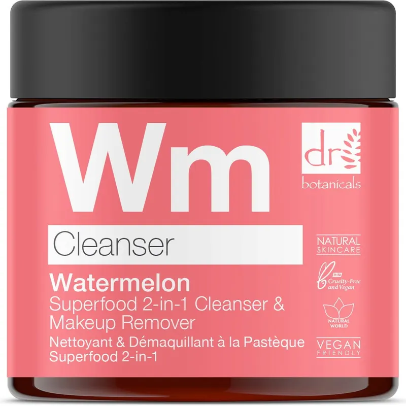 Dr. Botanicals Watermelon Superfood 2-in-1 Cleanser & Makeup Remover, 60 ml