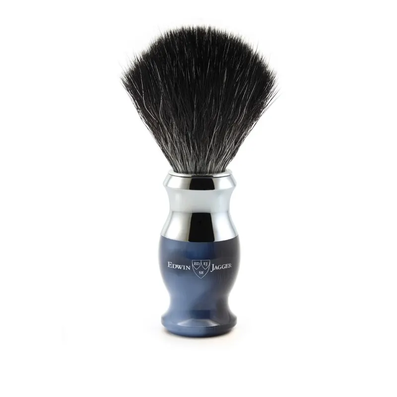 Edwin Jagger 37 Range Shaving Brush Imitation Blue Horn (Black Synthetic)