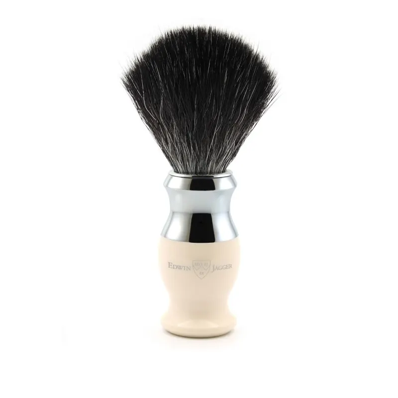 Edwin Jagger 37 Range Shaving Brush Imitation Ivory (Black Synthetic)