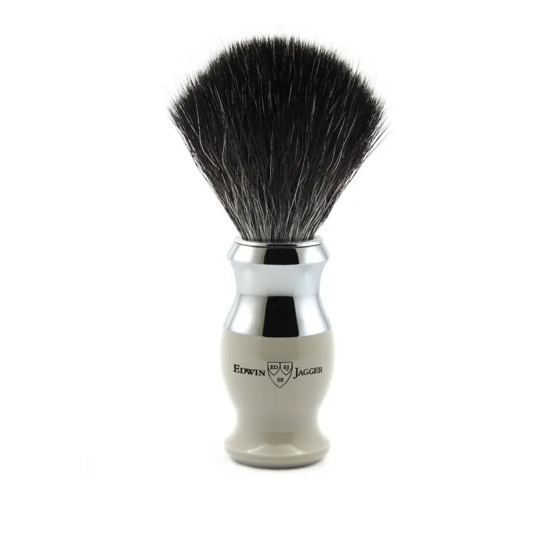 Edwin Jagger 37 Range Shaving Brush Light Grey (Black Synthetic)