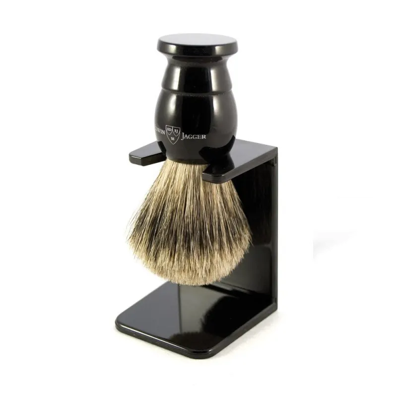 Edwin Jagger Best Badger Shaving Brush Imitation Ebony with Stand