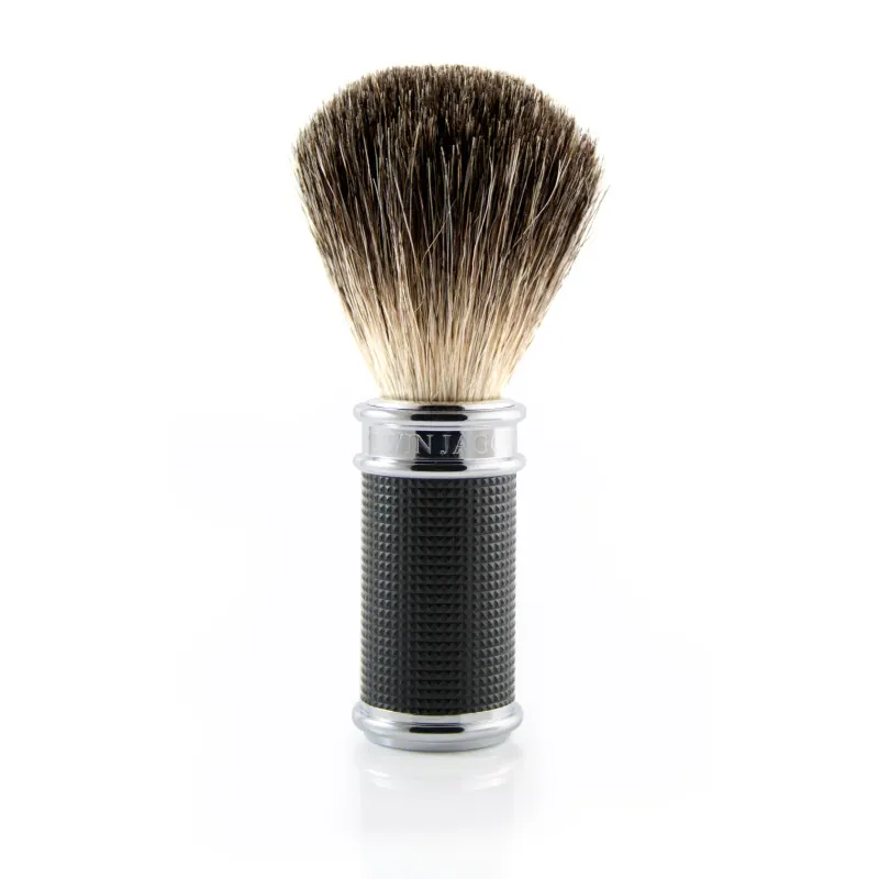 Edwin Jagger Black/Chrome 3D Diamond Shaving Brush, Pure Badger