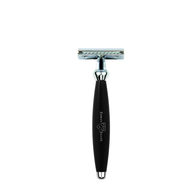 Edwin Jagger Bulbous Black DE Safety Razor + Free Feather Blades