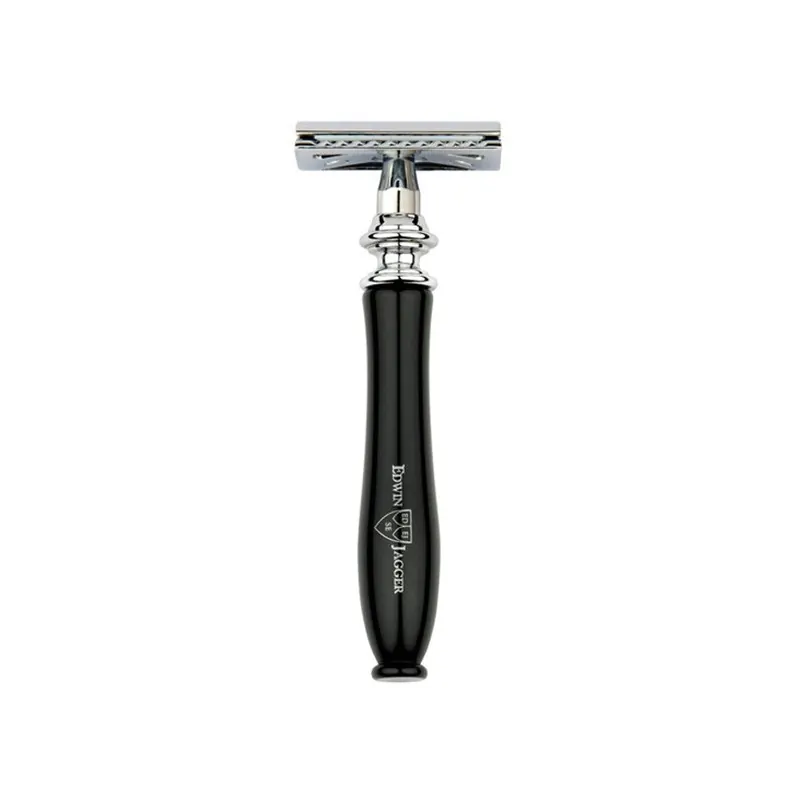 Edwin Jagger Chatsworth Imitation Ebony DE Safety Razor & Feather Blades (Closed Comb)