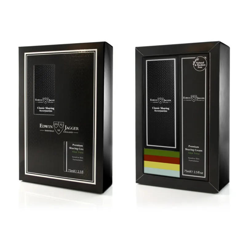Edwin Jagger DE86 Black Razor and Cream Gift Set (Aloe Vera)