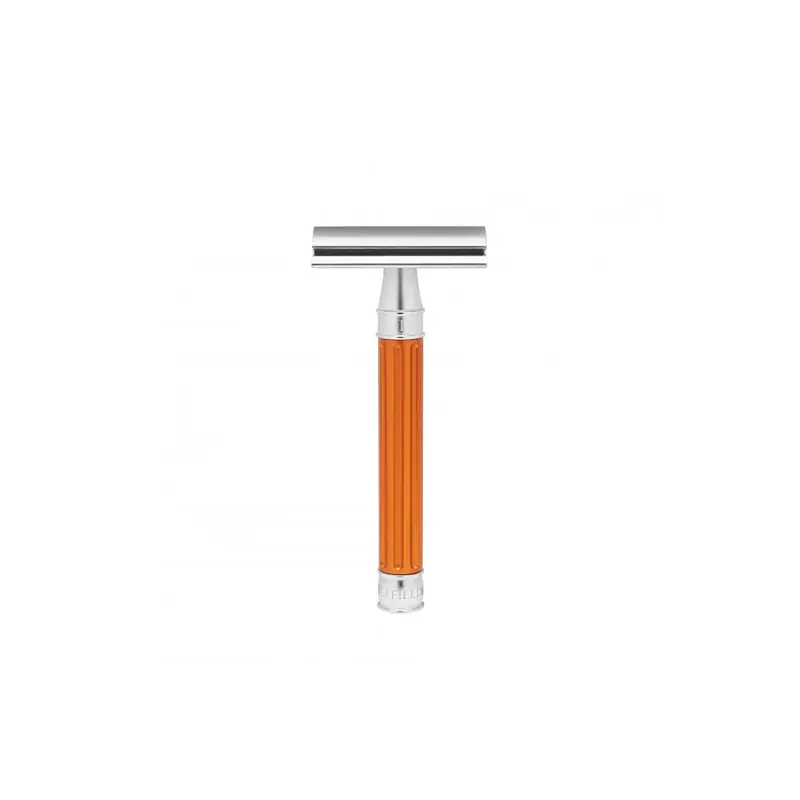Edwin Jagger Double Edge Stainless Steel Safety Razor Grooved Orange