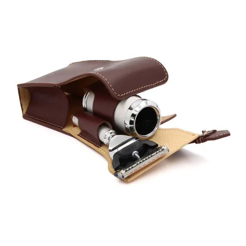 Edwin Jagger Gillette® Fusion® ProGlide® Leather Travel Kit Brown