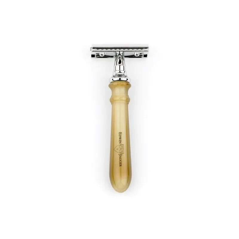 Edwin Jagger Loxley Imitation Horn DE Safety Razor & Feather Blades (Closed Comb)