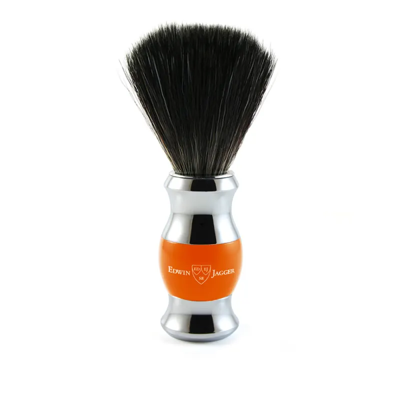 Edwin Jagger Orange & Chrome Shaving Brush (Black Synthetic)