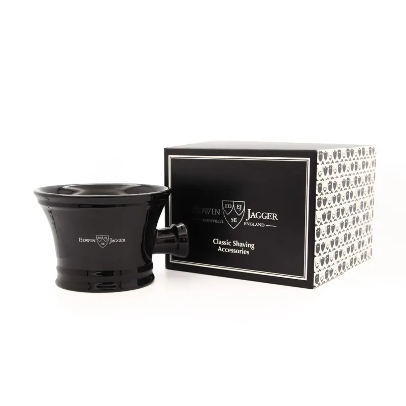 Edwin Jagger Porcelain Black Shaving Bowl (Handle)