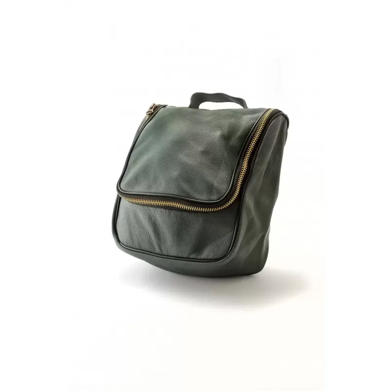 Epsilon Militar Green Leather Men's Wash Bag