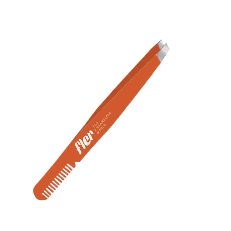 Eyebrow Tweezer with Comb Solid Orange FLER | Pinalli