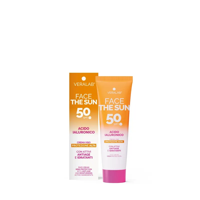 FACE THE SUN ACIDO IALURONICO - Crema viso SPF50 con attivi antiage e idratanti VERALAB | Pinalli
