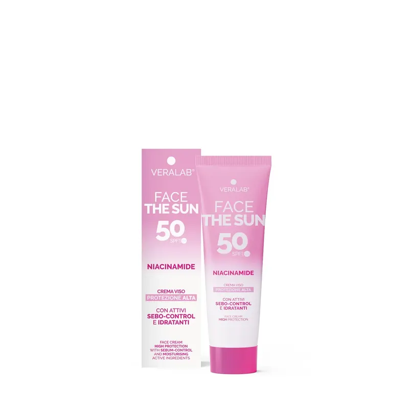 FACE THE SUN NIACINAMIDE - Crema viso SPF50 con attivi sebo-control e idratanti VERALAB | Pinalli
