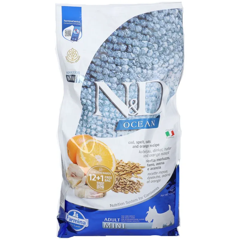 Farmina® N&D Ocean Cod, Spelt, Oats & Orange Adult Mini