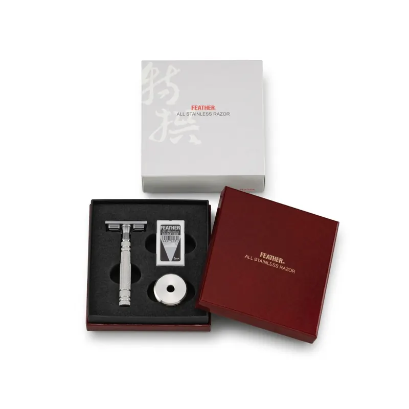 Feather ASD-D2 Stainless Steel Razor. Gift box with stand.