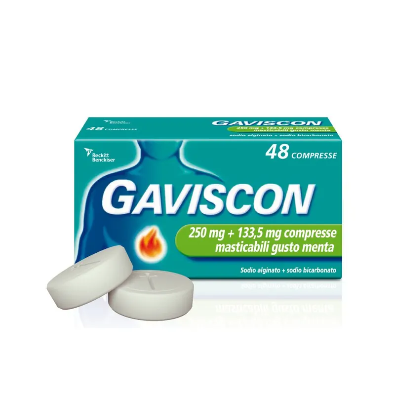 Gaviscon Compresse Masticabili Aroma Menta 250 mg + 133,5 mg 48 Compresse