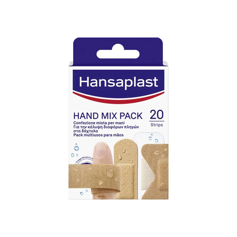 Hansaplast Cerotti Hand Mix Pack, Cerotti flessibili per mani e dita, 20 pezzi in 5 formati