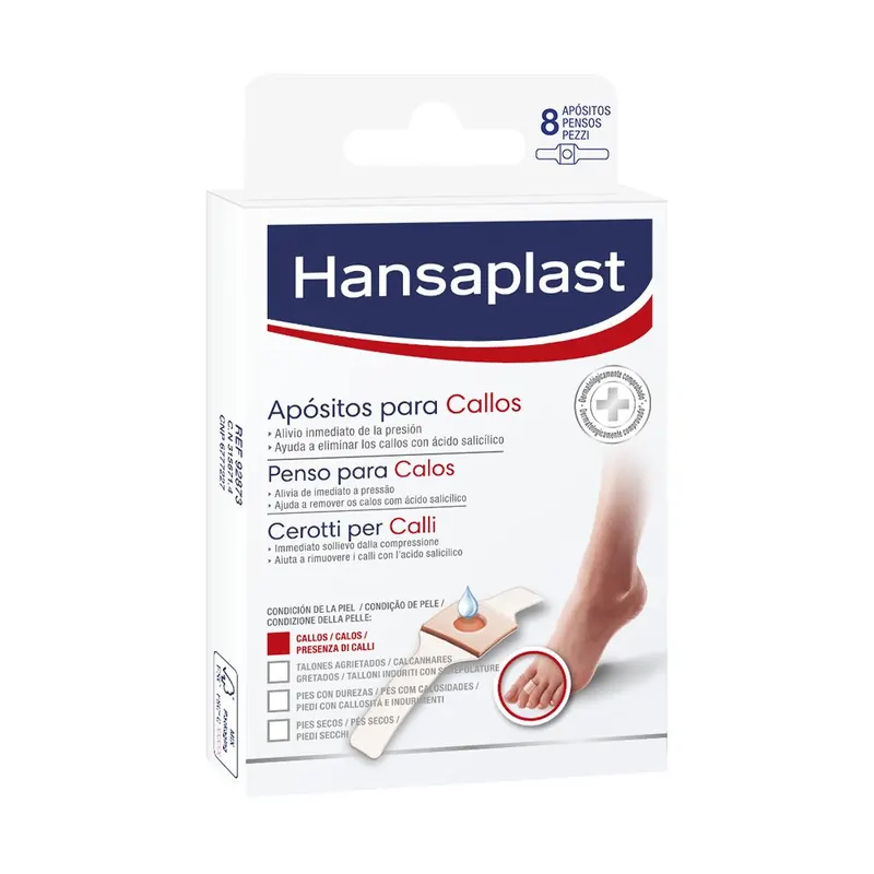 Hansaplast Cerotti per Calli, Cerotti calli piedi trasparenti con acido salicilico, 8 pezzi
