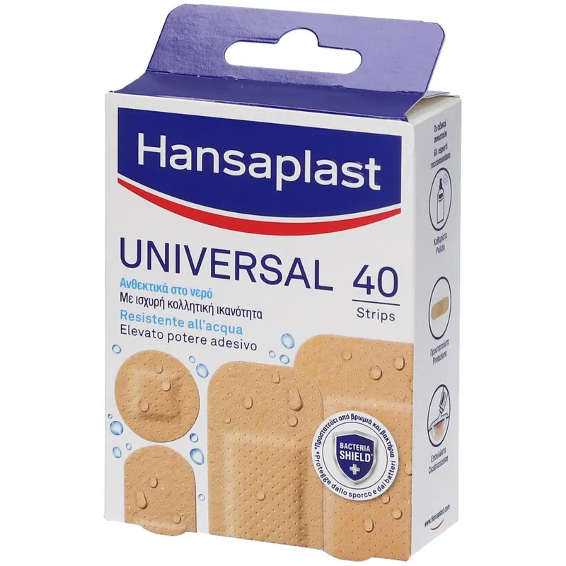 Hansaplast Cerotti Universal, Impermeabili e traspiranti per tutte le ferite, 40 pezzi in 4 formati