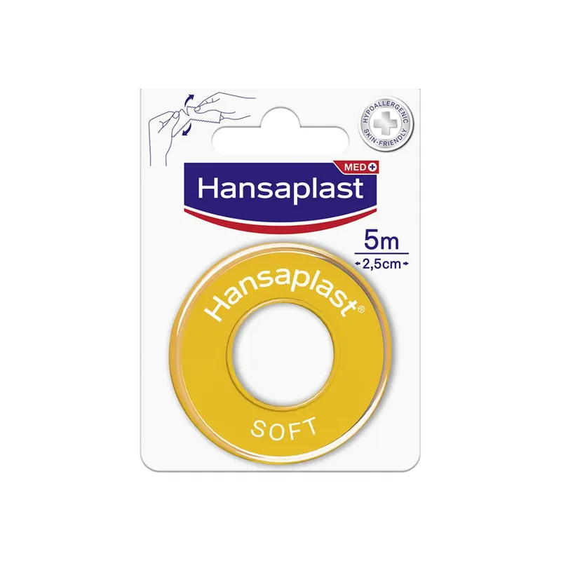 Hansaplast Soft Cerotto Rocchetto, Cerotto rotolo morbido per il fissaggio di bende, 5 m x 2.5 cm