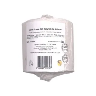 Jabón de afeitar LA SAVONNIERE DU MOULIN sin perfume 30% leche de burra ecológica recarga para cuenco cerámica 200g