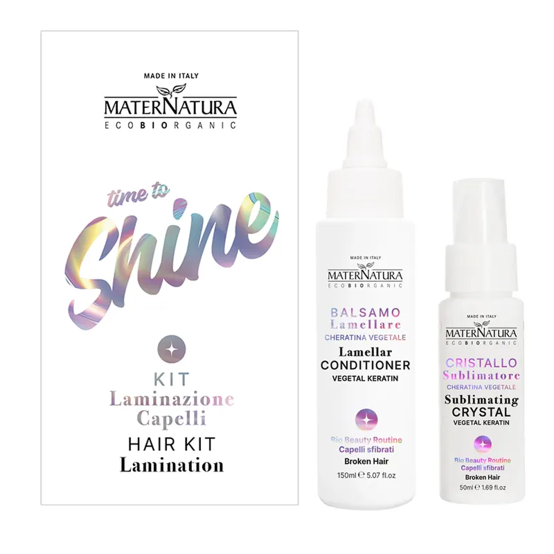 Kit Laminazione Capelli Per Capelli Sfibrati Con Cheratina Vegetale MATERNATURA | Pinalli