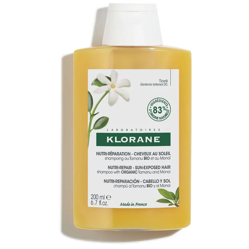 Klorane Shampoo al Tamanu BIO e Monoi 200ml - Ristrutturazione capelli esposti al sole