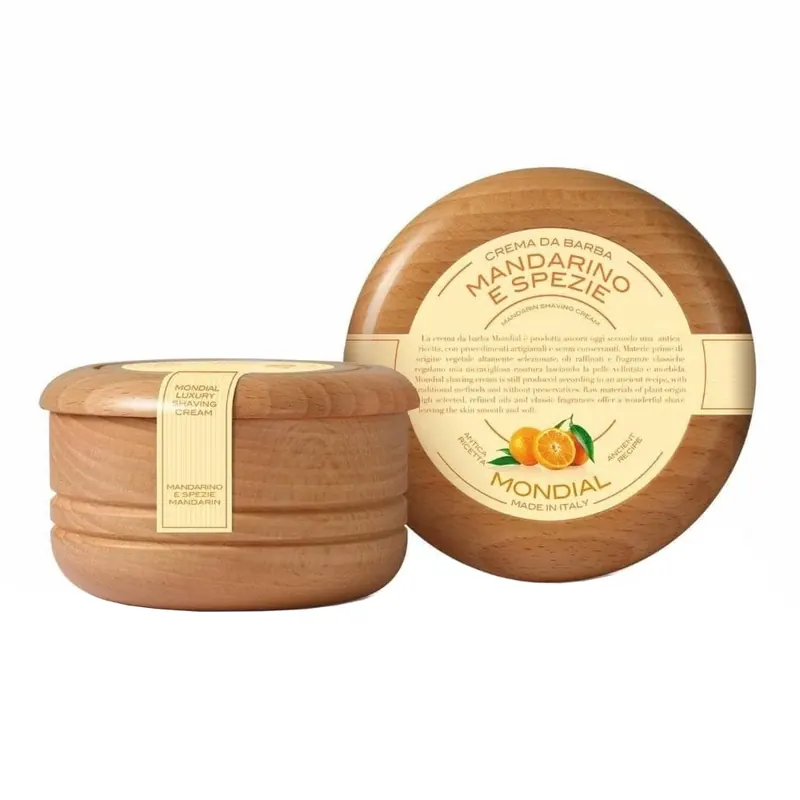 Mondial crema da barba Mandarino e Spezie in ciotola di legno 140ml