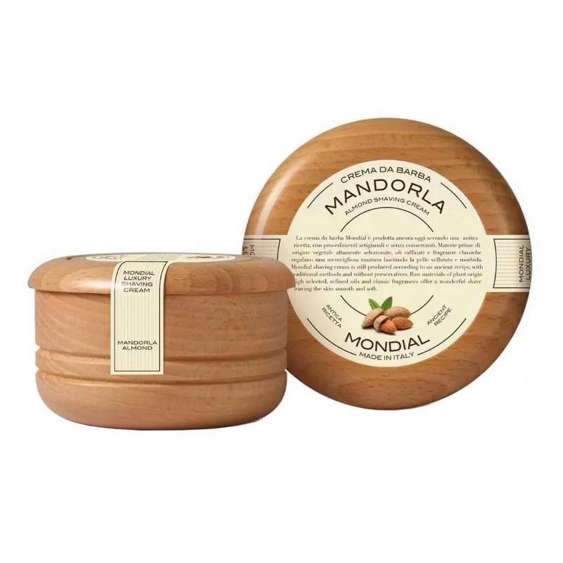 Mondial crema da barba Mandorla in ciotola di legno 140ml
